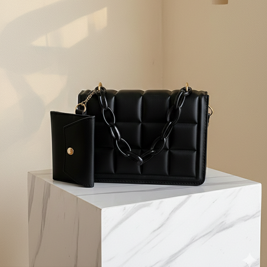 Quilted Chain Strap Crossbody Bag