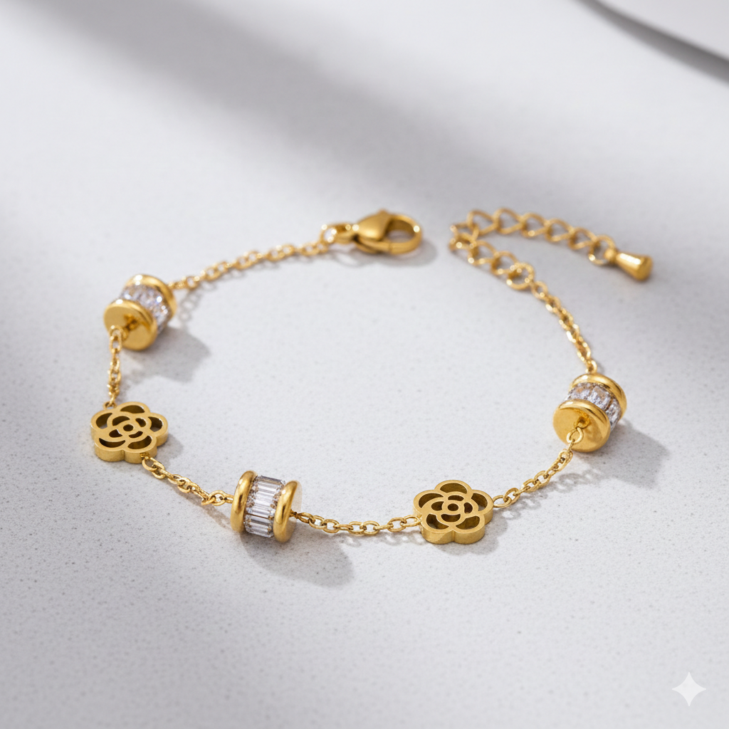 18K Gold-Plated Flower Bracelet