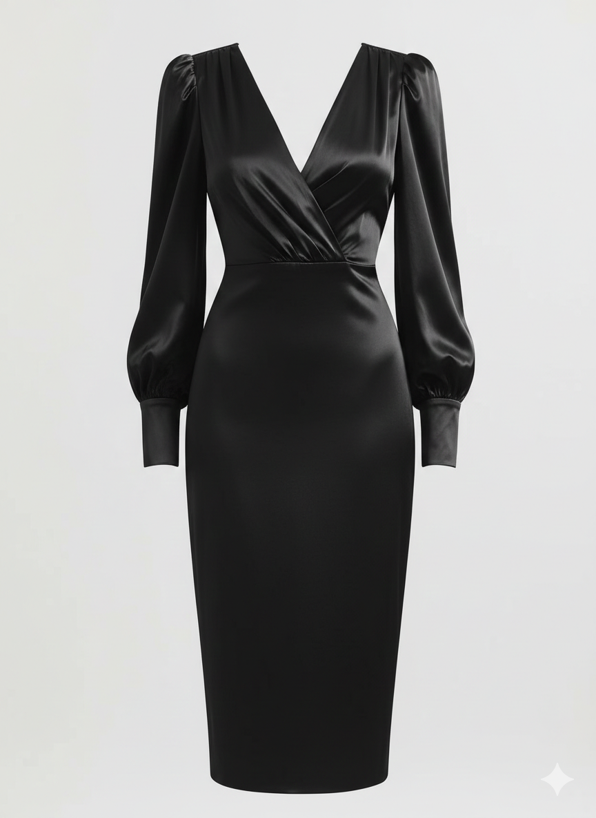 Surplice Long Sleeve Dress