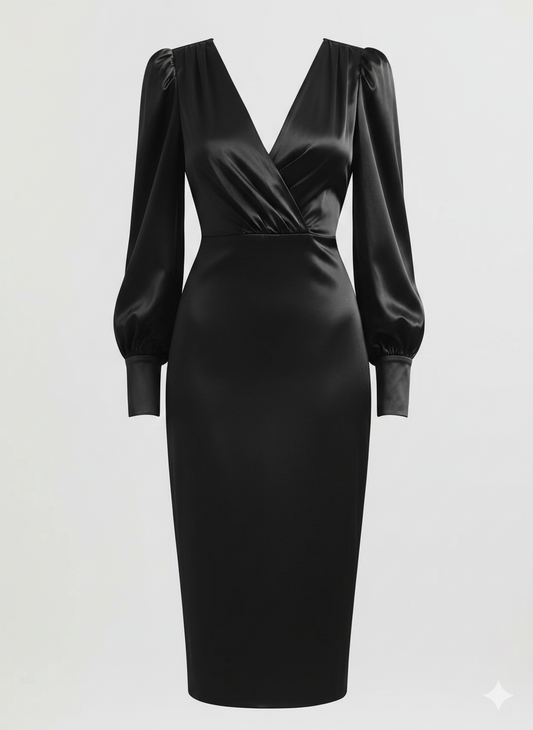 Surplice Long Sleeve Dress