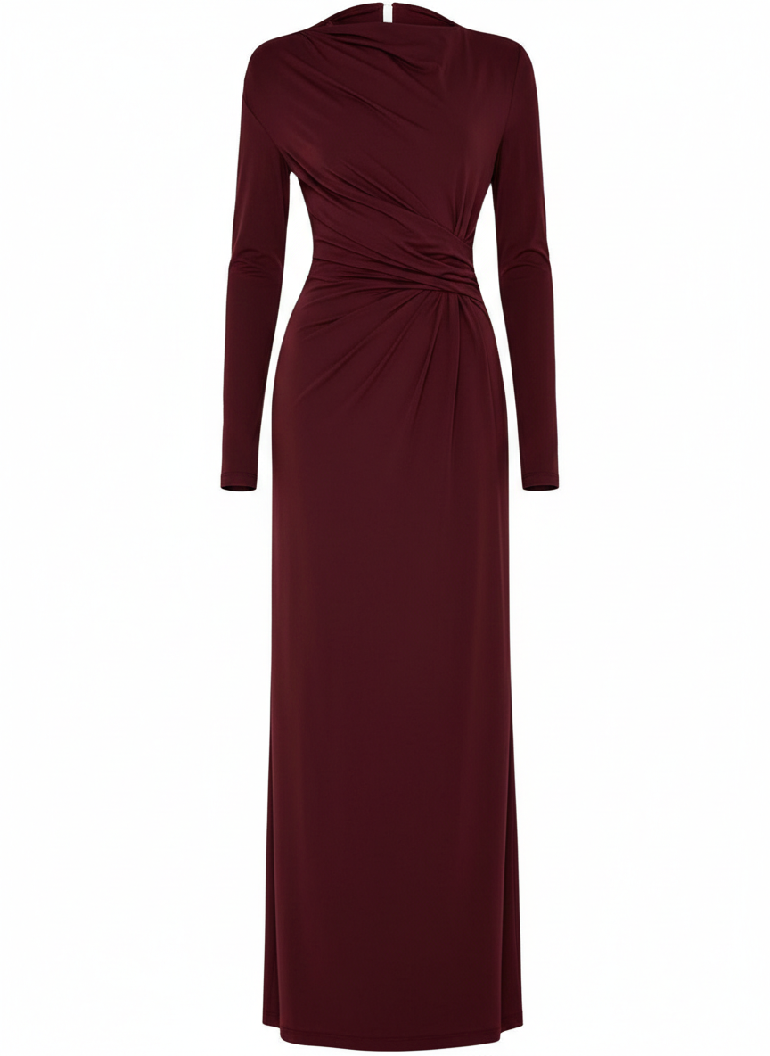 Ruched Long Sleeve Bodycon Maxi Dress