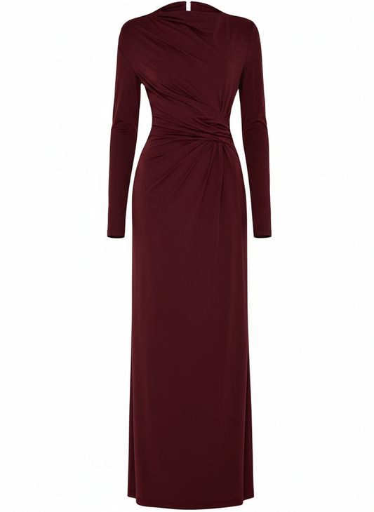 Ruched Long Sleeve Bodycon Maxi Dress