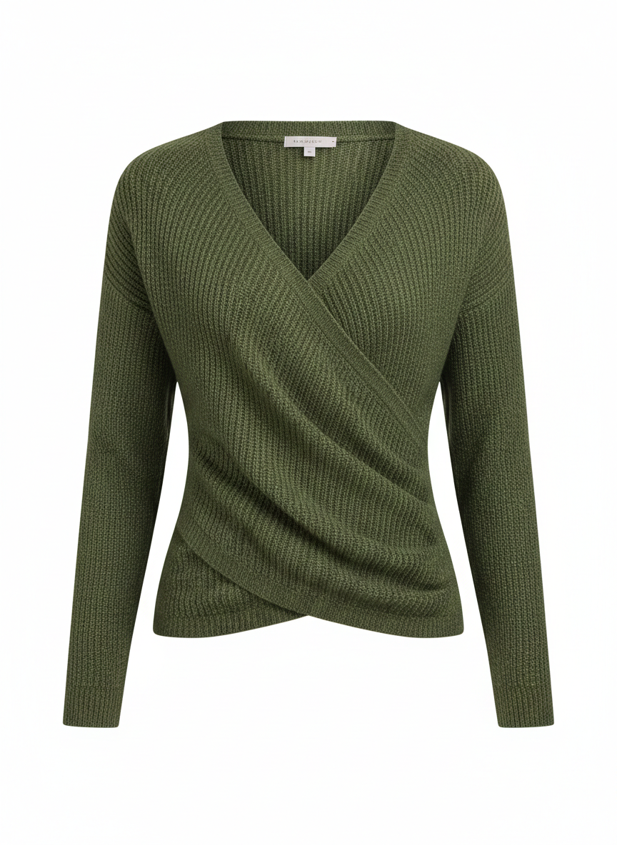 Surplice Long Sleeve Knit Top