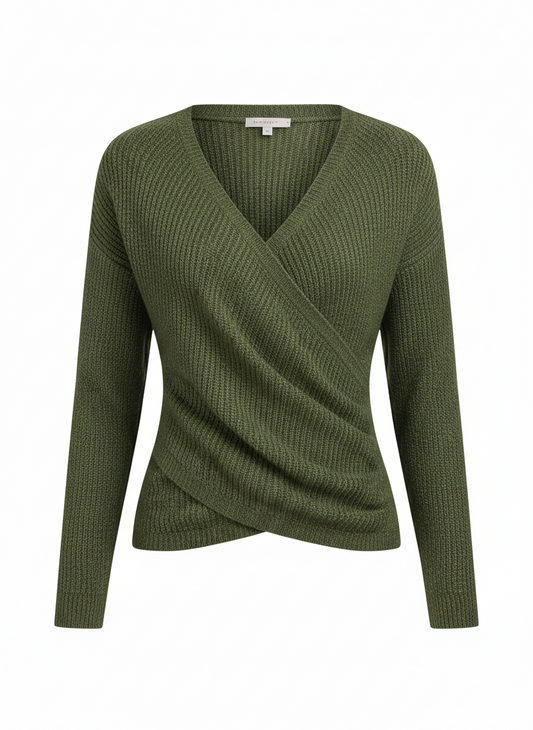 Surplice Long Sleeve Knit Top
