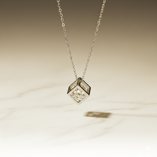 925 Sterling Silver Moissanite Pendant Necklace