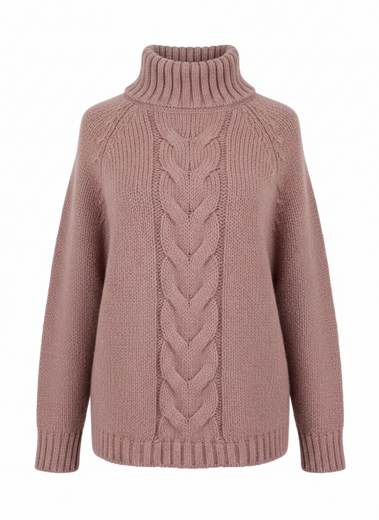 Full Size Cable-Knit Long Sleeve Sweater Plus Size