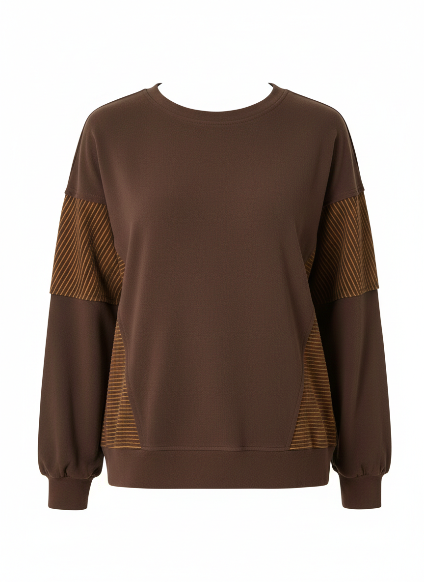 Color Block Striped Sleeve Casual Sweatshirt