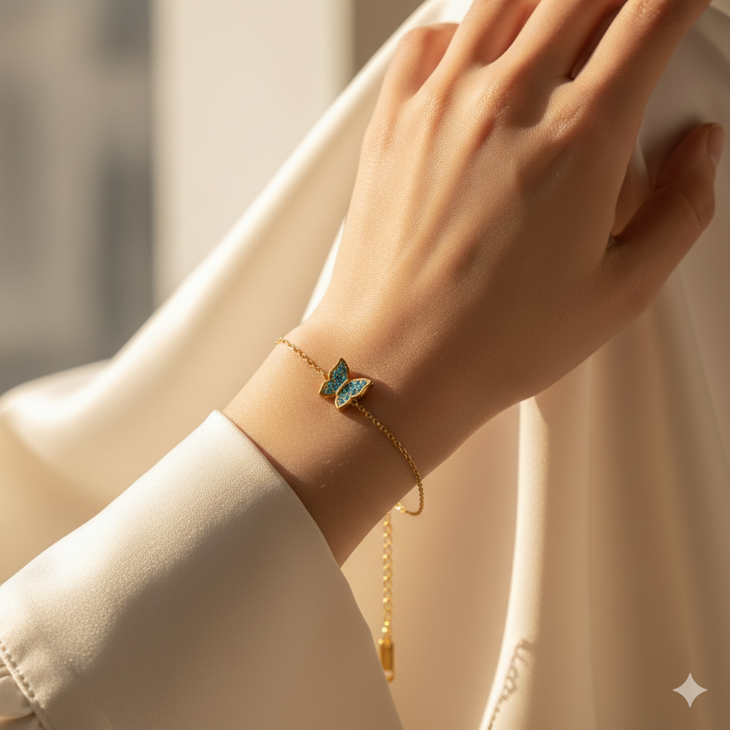 18K Gold-Plated Butterfly Adjustable Bracelet