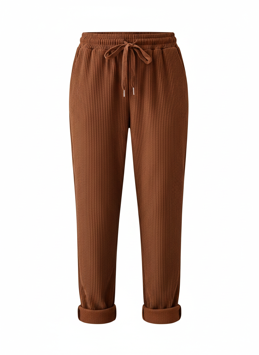 Casual Corduroy Drawstring Waist Pants