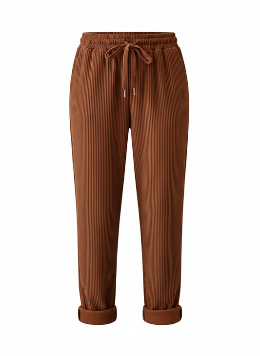 Casual Corduroy Drawstring Waist Pants