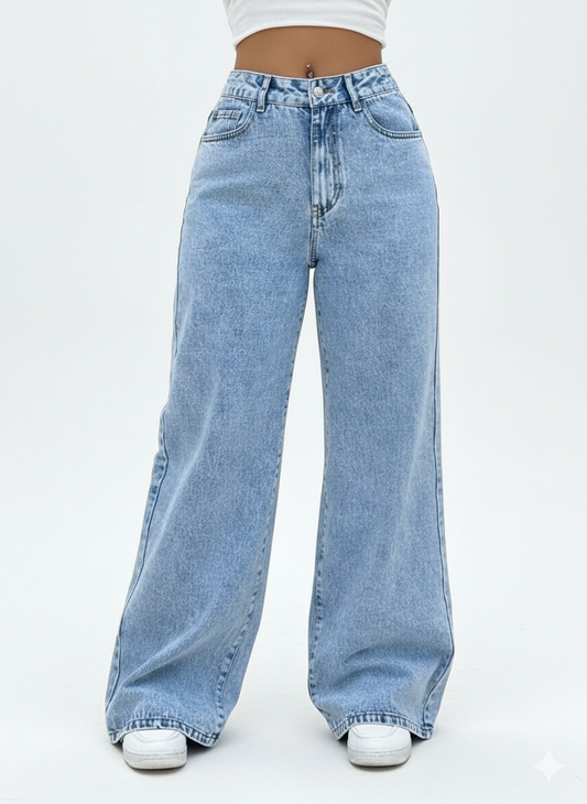 Wide Leg Wash Jeans