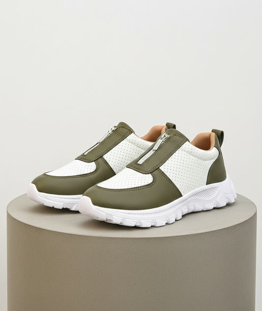 Contrast Breathable Zip Sneakers